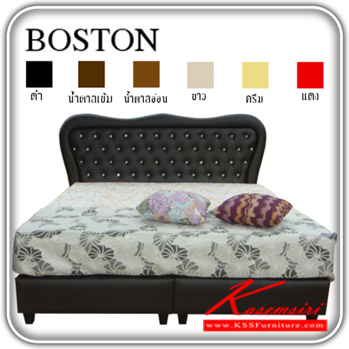 181356030::BOSTON::เตียงไม้-หัวเบาะ รุ่น BOSTON หุ้มหนัง PVC มี6สี ดำ,น้ำตาลเข้ม,น้ำตาลอ่อน,ขาว,ครีม,แดง เตียงไม้-หัวเบาะ เอสพีเอ็น