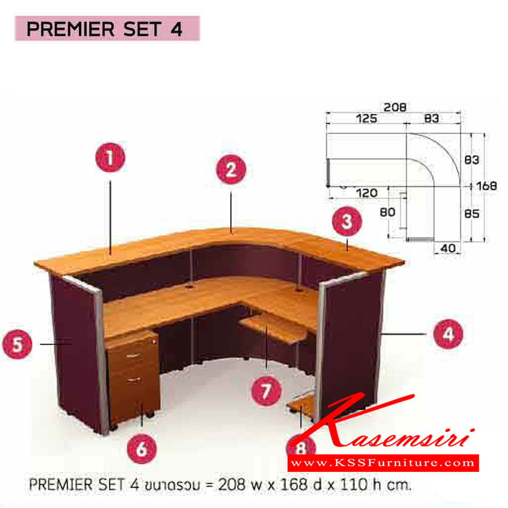 564510214::PREMIER-SET-4::ชุดโต๊ะเคาน์เตอร์ PREMIER-SET-4 ขนาดโดยรวม ก2080xล1680xส1100มม.
วัสดุไม้ PBปิดผิวเมลามีนทั้งตัว พาร์ติชั่นสามารถเลือกสีผ้าได้ อิโตกิ โต๊ะเคาน์เตอร์