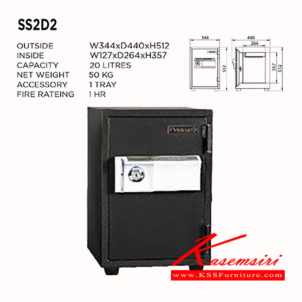 79074::SS-2D2::ตู้นิรภัยดิจิตอลจอ LCD รุ่น SS-2D2
น้ำหนัก 50 กิโลกรัม
ขนาดภายนอก 344x440x512 มม.
ขนาดภายใน 217x264x357 มม. ตู้เซฟ เพรสซิเด้นท์