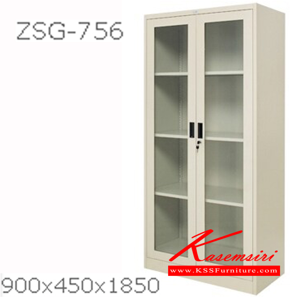 69091::ZSG-756::ตู้สูงบานเปิดกระจกมือจับฝัง ขนาด ก900xล450xส1850 มม. มี2สีให้เลือก สีครีม,สีเทาสลับ ตู้เอกสารเหล็ก zingular