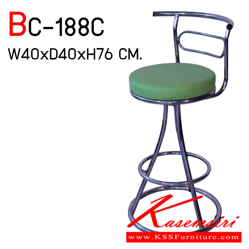 88093::BC-188C::เก้าอี้บาร์สูงมีพนักพิงวงรีขา3เส้น(ขาเหล็กดำ,ขาเหล็กชุบโครเมียม) ขนาด ก400xล400xส760 มม. หุ้มPVC เก้าอี้บาร์ Elegant