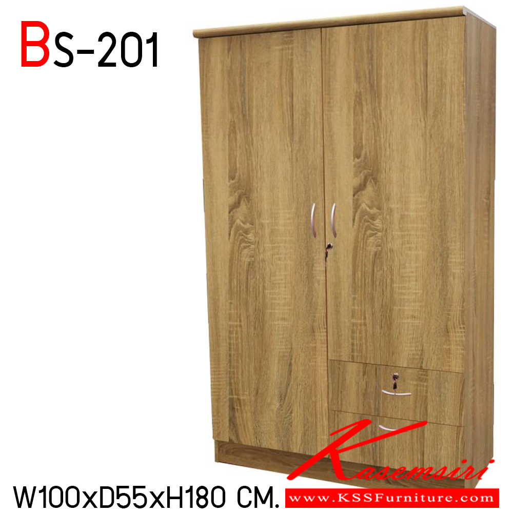 78066::BS-201::ตู้เสื้อผ้า BS-201  ขนาด กว้าง100 ลึก55 สูง180 ซม. พีเอสพี ตู้เสื้อผ้า-บานเปิด