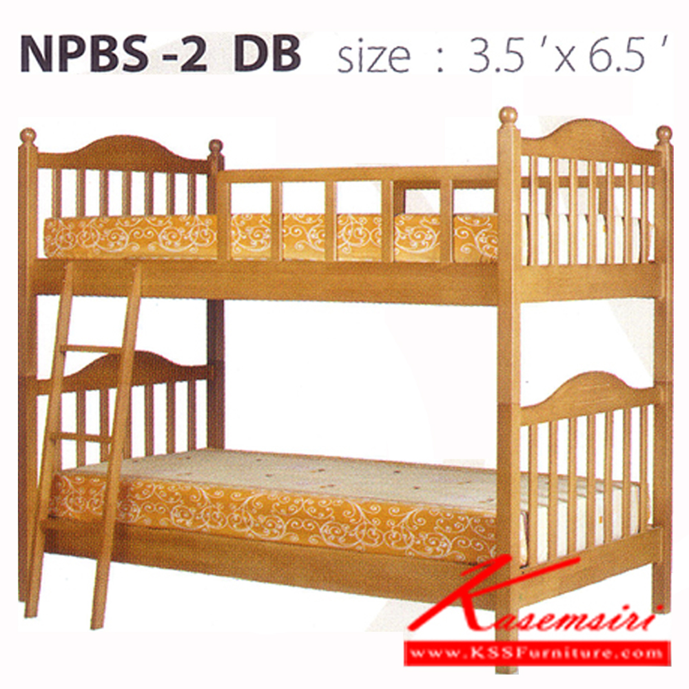 322440094::NPBS-2::เตียงไม้2ชั้น 3.5ฟุต หัวระแนง สีบีช เตียงไม้2ชั้น FUTUREWOOD