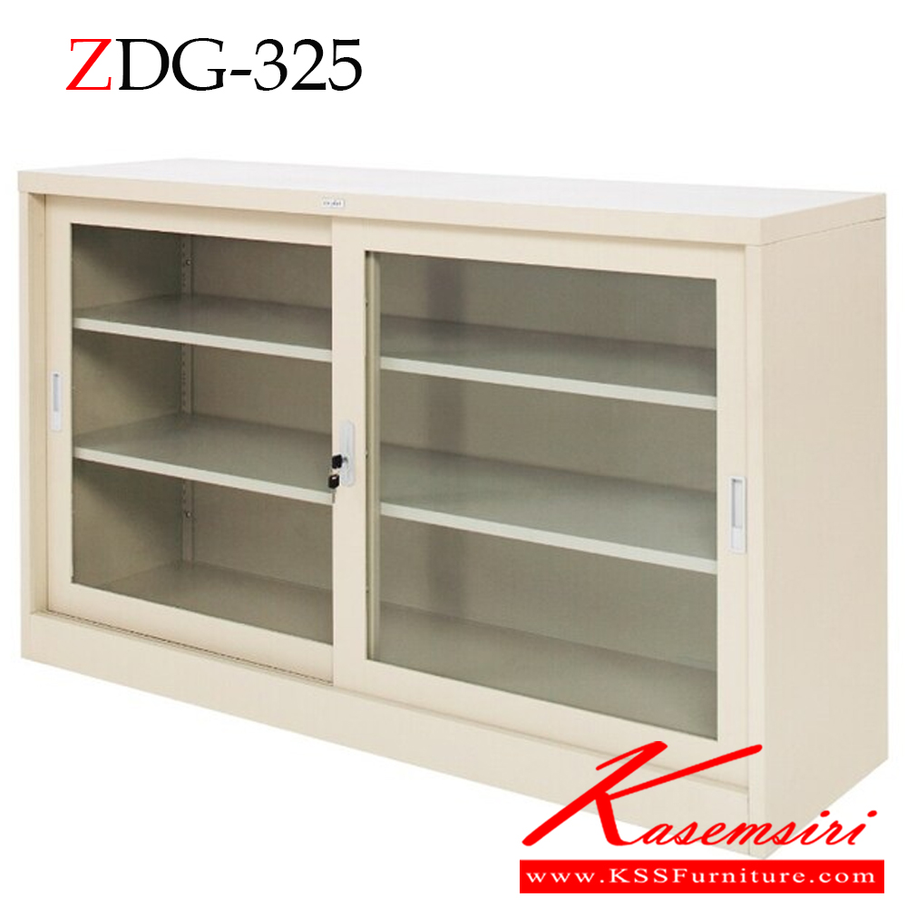 98067::ZDG-325::A Zingular metal cabinet with 5-feet sliding glass doors. Dimension (WxDxH) cm : 150x45x90. Available in Cream and Grey zingular Steel Cabinets