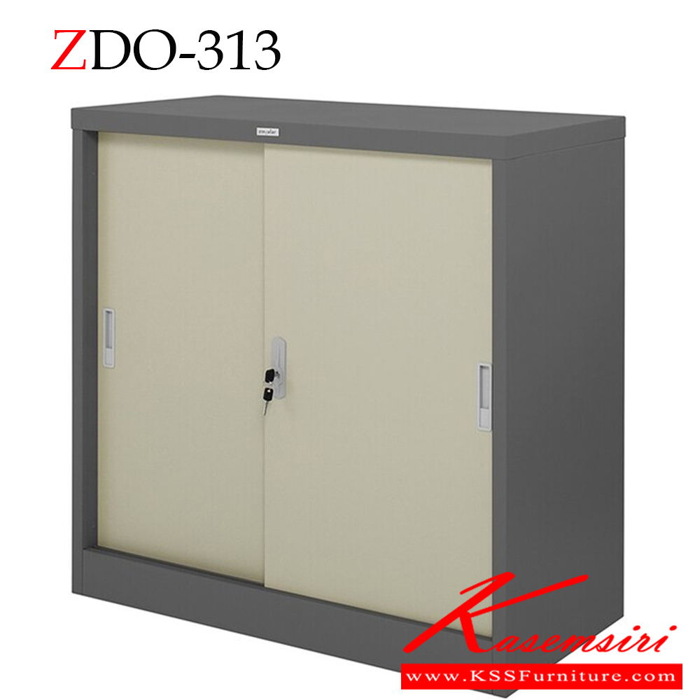 26007::ZDO-313::A Zingular metal cabinet with 3-feet sliding doors. Dimension (WxDxH) cm : 90x45x90. Available in Cream and Grey zingular Steel Cabinets