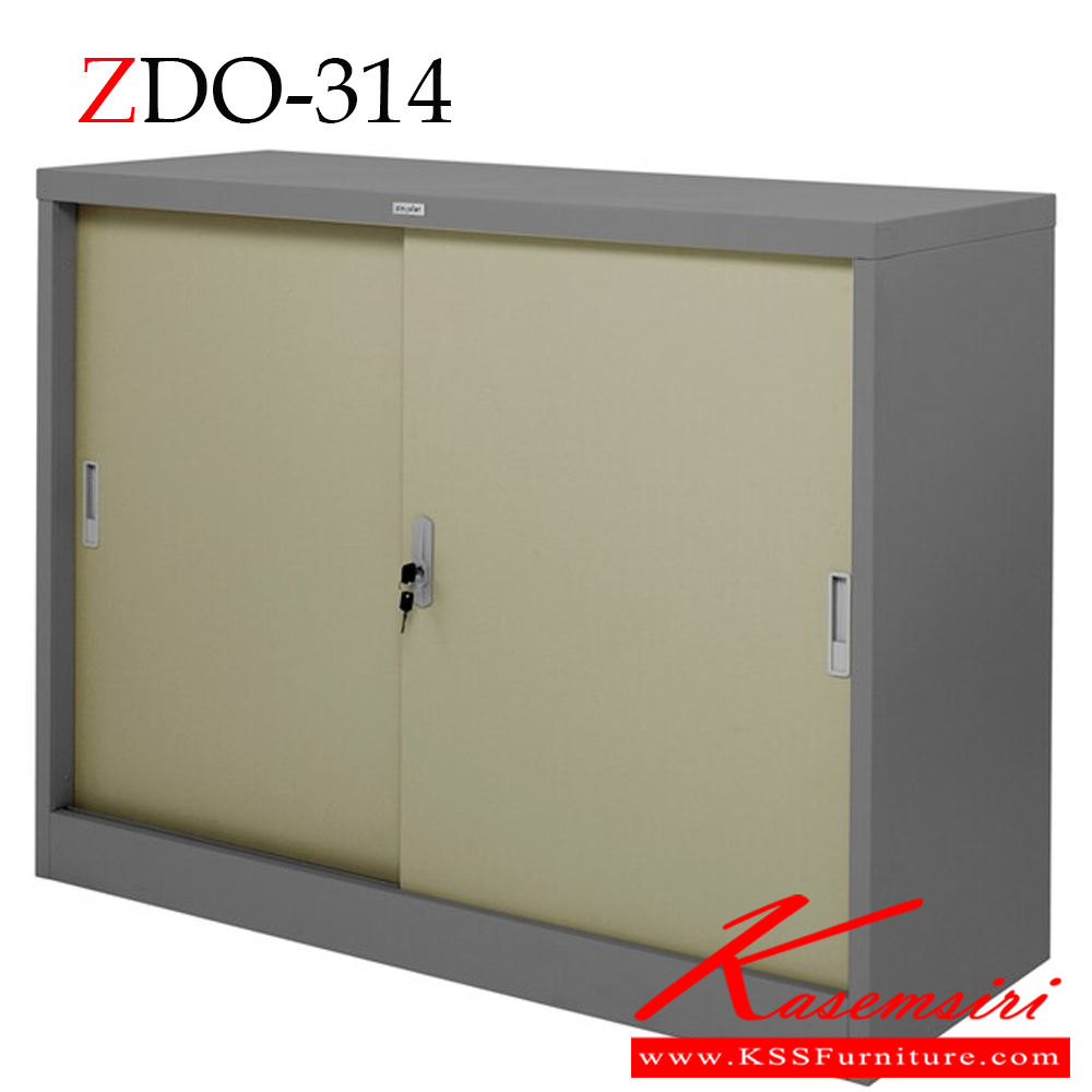 58062::ZDO-314::A Zingular metal cabinet with 4-feet sliding doors. Dimension (WxDxH) cm : 120x45x90. Available in Cream and Grey zingular Steel Cabinets