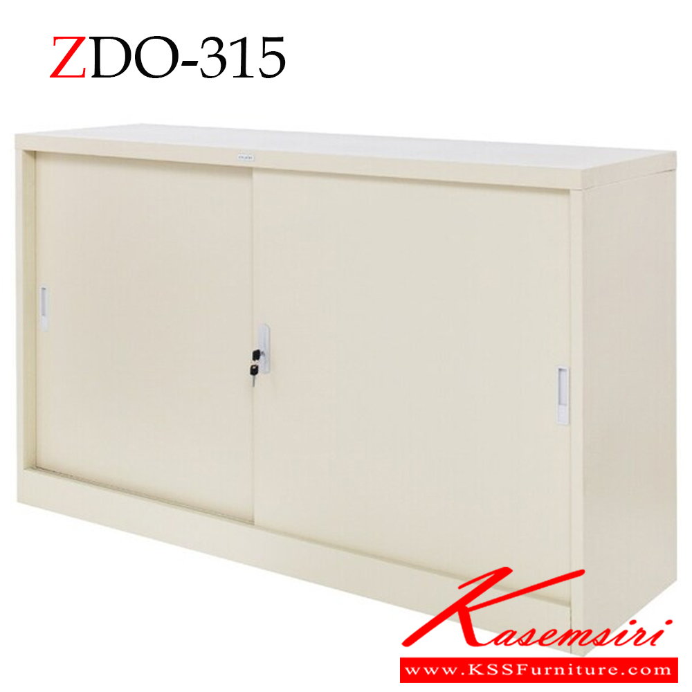 79066::ZDO-315::A Zingular metal cabinet with 5-feet sliding doors. Dimension (WxDxH) cm : 150x45x90. Available in Cream and Grey