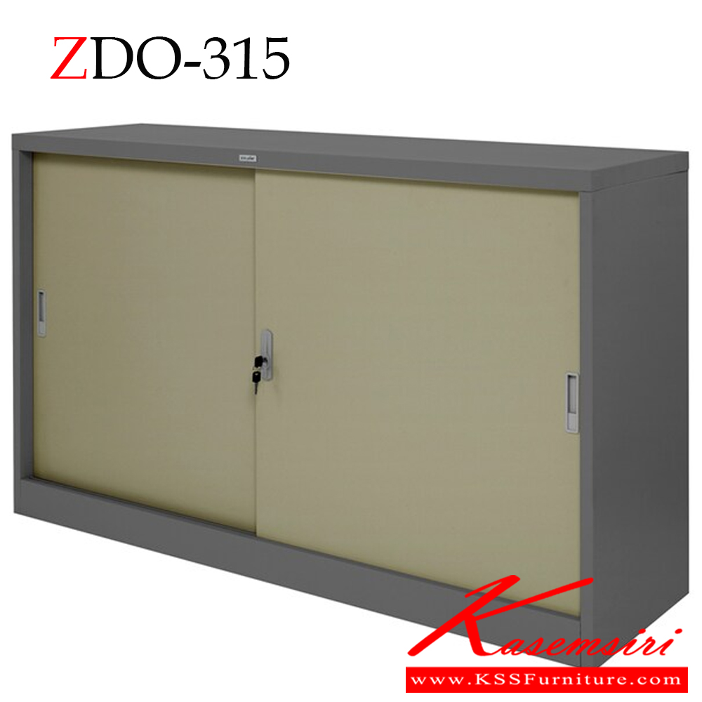 72060::ZDO-315::A Zingular metal cabinet with 5-feet sliding doors. Dimension (WxDxH) cm : 150x45x90. Available in Cream and Grey zingular Steel Cabinets