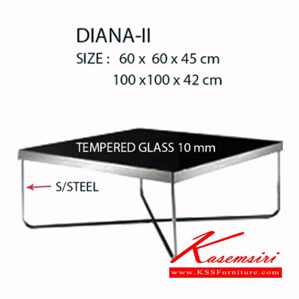 10777048::DIANA-II::DIANA-II โต๊ะกลางกระจก ขนาด ก600xล600xส450ซม. และ ขนาด ก1000xล1000xส420ซม.   โต๊ะกลางโซฟา ฟรอนเทียร์
