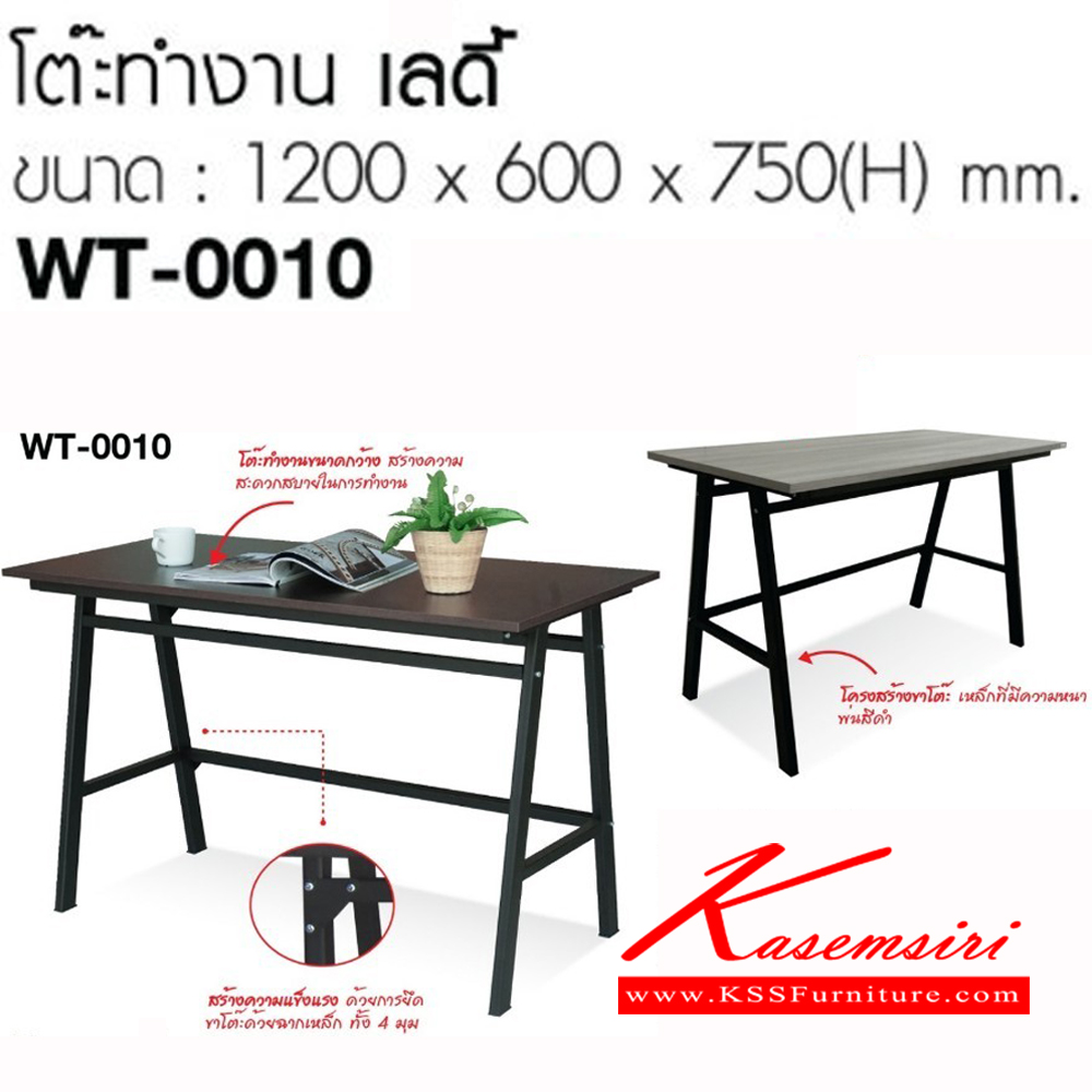 10025::WT-0010::โต๊ะทำงาน WT-0010 ขนาด ก1200xล600xส750มม. แผ่นท็อปไม้เมลามีน โครงขาเหล็กพ่นสีดำ อิมเมจ โต๊ะอเนกประสงค์