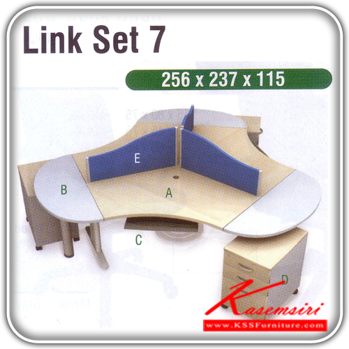 916744805::LINK-SET-7::ชุดโต๊ะทำงาน รุ่น LINK ประกอบด้วย CALL-120 โต๊ะเหล็ก 1 ตัว/LKS-124 แผ่นต่อข้างโต๊ะ 3 แผ่น/KB-02 ที่วางคีย์บอร์ด 3 ชิ้น/653-LK-R ตู้เอกสาร 3 ลิ้นชักมีล้อเลื่อน 3 ตัว ขนาด ก2560xล2370xส1150 มม. ชุดโต๊ะทำงาน ITOKI