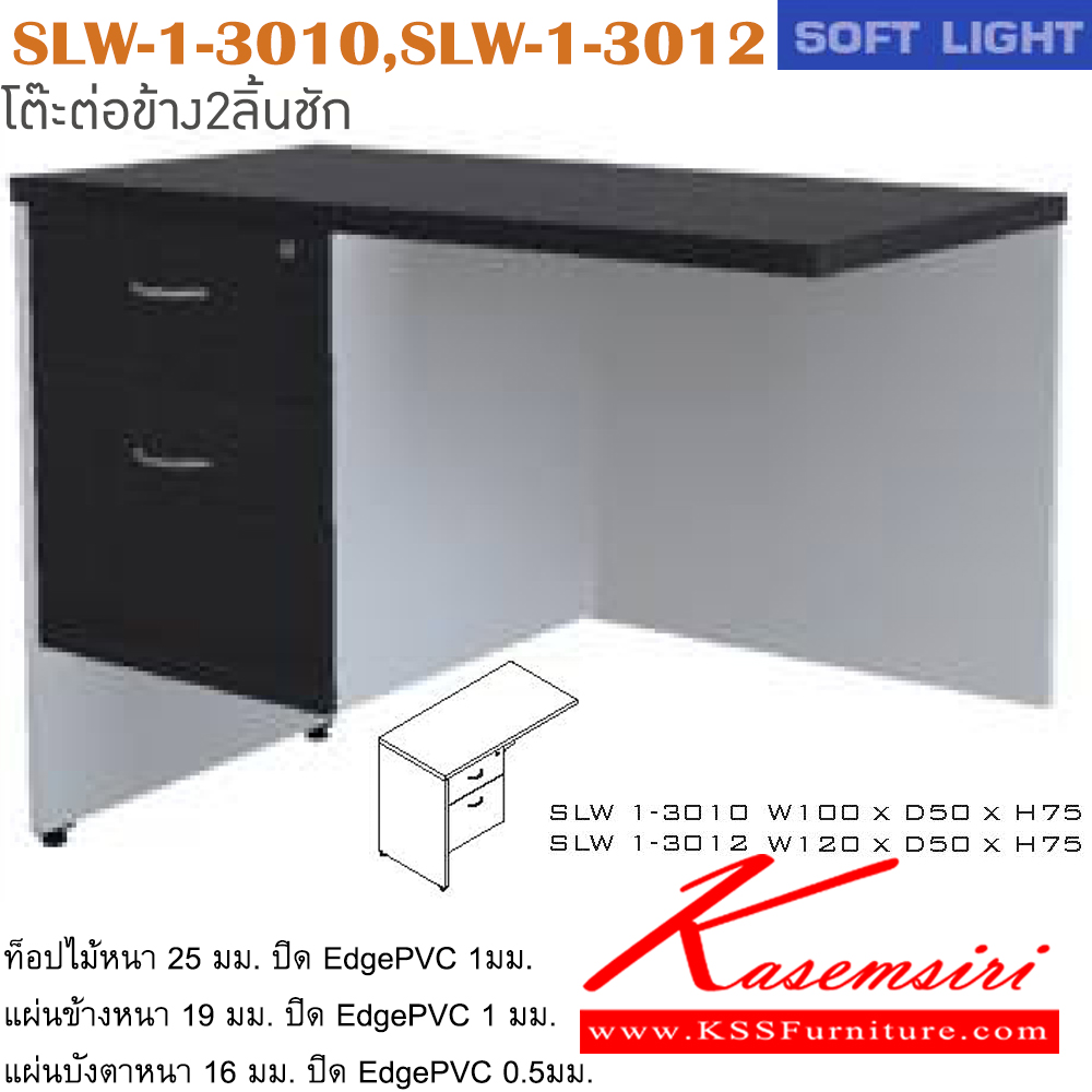 71076::SLW-1-3010-3012::An Itoki melamine office table with right connector and 2 drawers on left. Dimension (WxDxH) cm : 100x50x75/120x50x75. Available in Cherry-Black ITOKI Melamine Office Tables