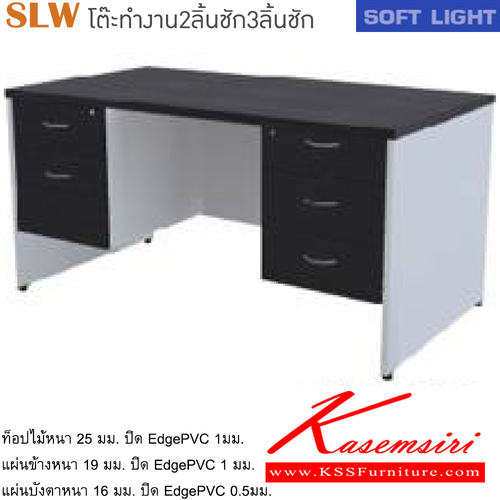 27095::SLW-1523-1623-1823-80::An Itoki melamine office table with 2 drawers on left and 3 drawers on right. Available in 3 sizes. Available in Cherry-Black ITOKI Melamine Office Tables