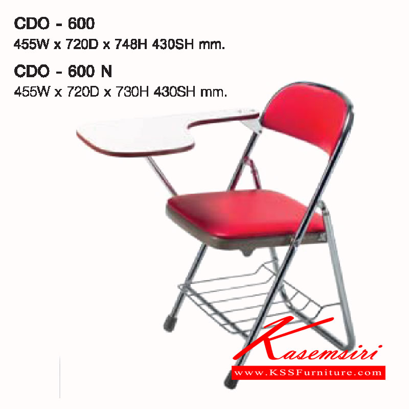 64006::CDO-600-N::A Lucky lecture hall chair with writing pad and chrome plated frame. Dimension (WxDxH) cm : 45.5x72x73