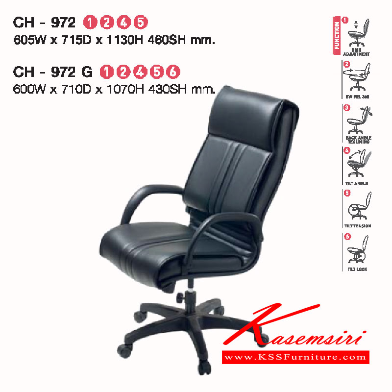 47037::CH-971-G::A Lucky executive chair with gas cylinder height adjustable and PVC leather/wool fabric seat. Dimension (WxDxH) cm : 60x71x98/60x71x93 LUCKY Executive Chairs