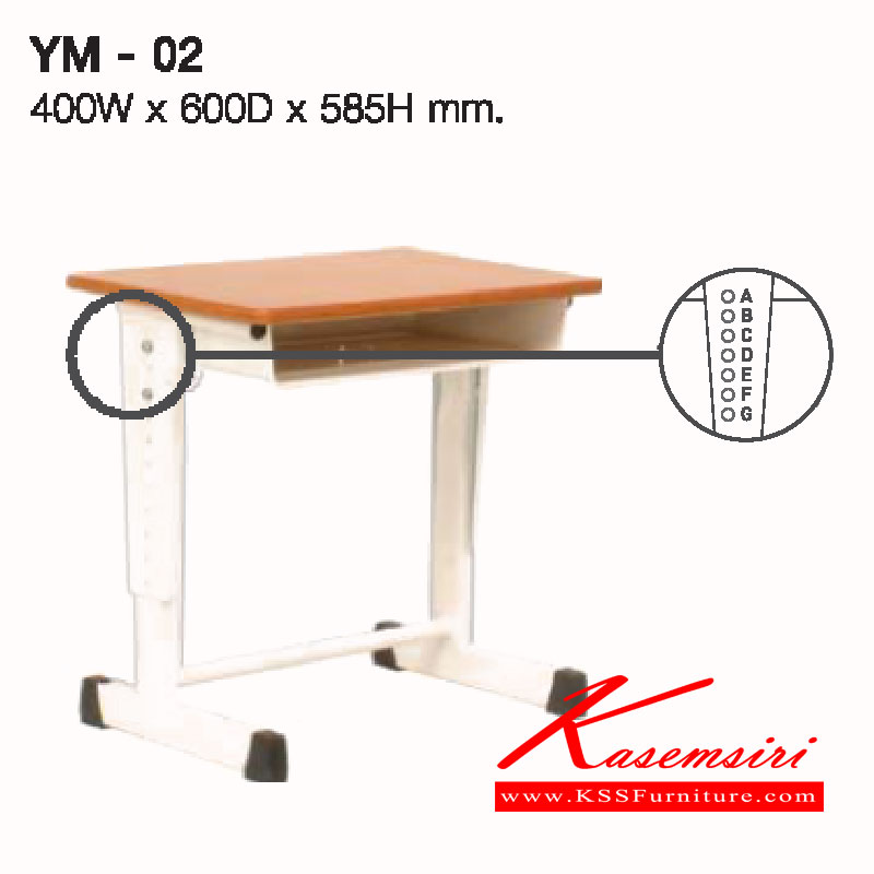 37042::YM-YC-02::A Lucky student table with painted frame and height adjustable extension. Dimension (WxDxH) cm : 40x60x58.5 LUCKY Student Tables