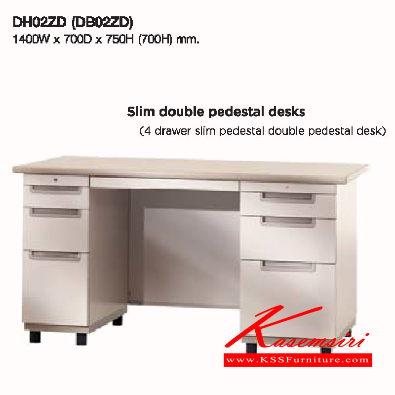 08046::DH02ZD(DB02ZD)::A Lucky metal table with 4 drawers on left and 4 drawers on right. Dimension (WxDxH) cm : 140x70x75/140x70x70