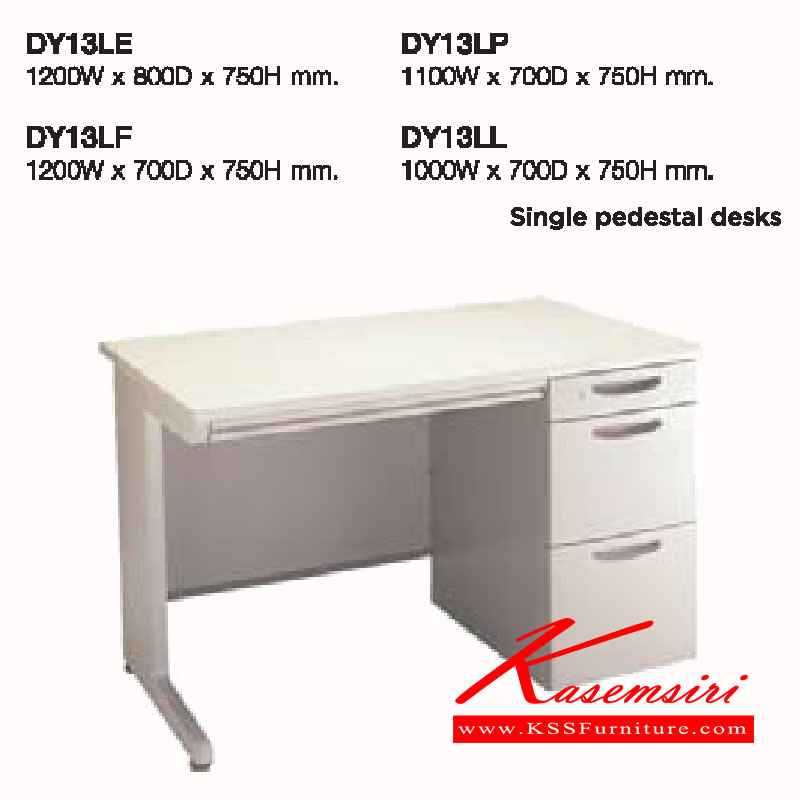 35080::DY13L-E-F-P-L::A Lucky metal table with 3 drawers and postform laminated sheet on surface. Available in 4 sizes. LUCKY 