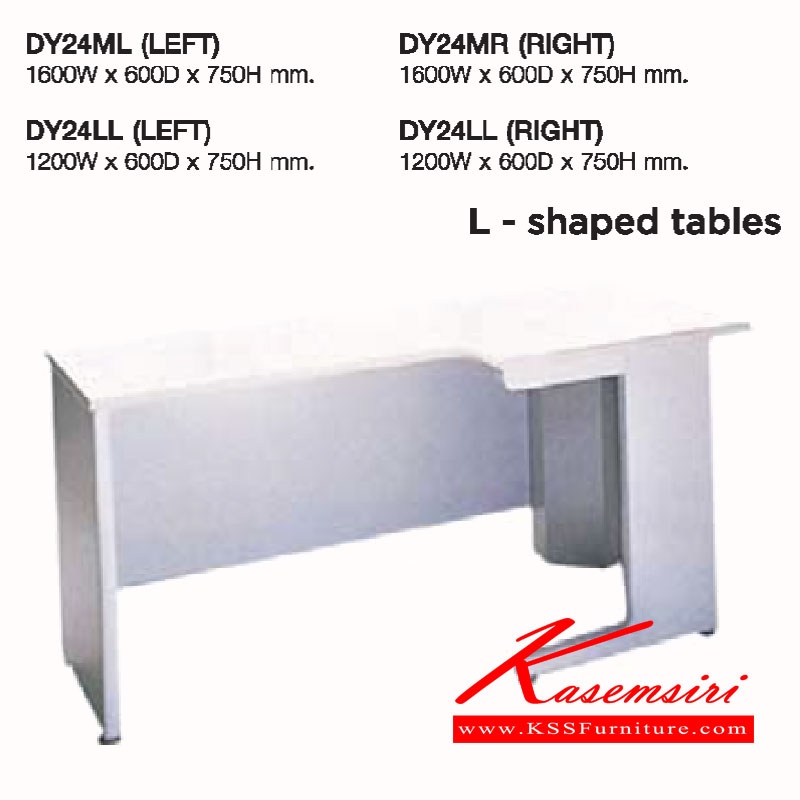 97040::DY24-ML-LL-MR-LR::A Lucky metal L-shaped table with wire hole. Available in 2 sizes. Metal Tables LUCKY 