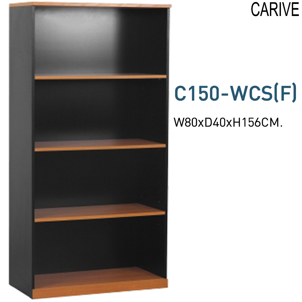 07085::C150-WCS-F::A Mono cabinet with melamine topboard and open shelves. Dimension (WxDxH) cm : 80x40x156. Available in Cherry-Black