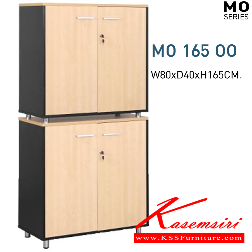 52058::MO-165-OO::A Mono cabinet with melamine topboard, upper swing doors and lower swing doors. Dimension (WxDxH) cm : 80x40x165. Available in Cherry-Black, Maple-Black, Maple-Grey and White