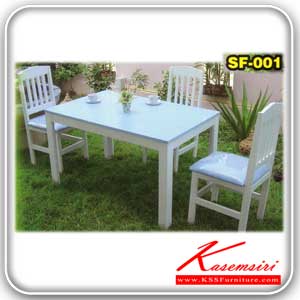18136036::SF-001::A Srinakorn dining set with 4 chairs and wooden material. Dimension (WxDxH) cm : 87.7x40.8x87.8