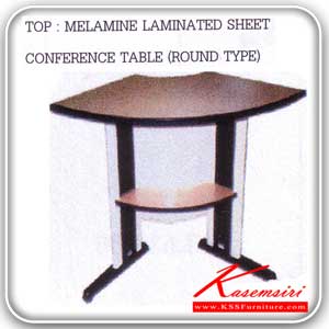 88654028::CFR-72::A Tokai curved metal table with laminated sheet on surface, providing lower shelf. Dimension (WxDxH) cm : 61x91.5x75.