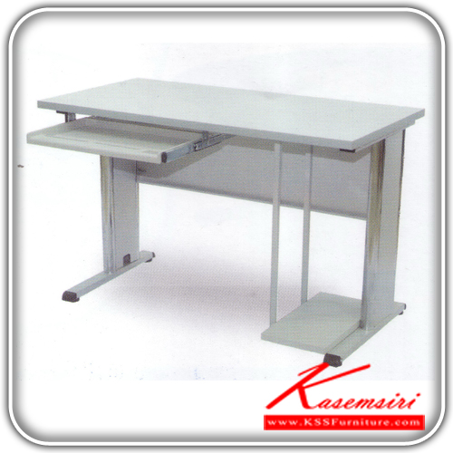 86048::TC-98::A Tokai steel table with melamine topboard, CPU stand, keyboard drawer. Dimension (WxDxH) cm : 60x122x73.7 Metal Tables