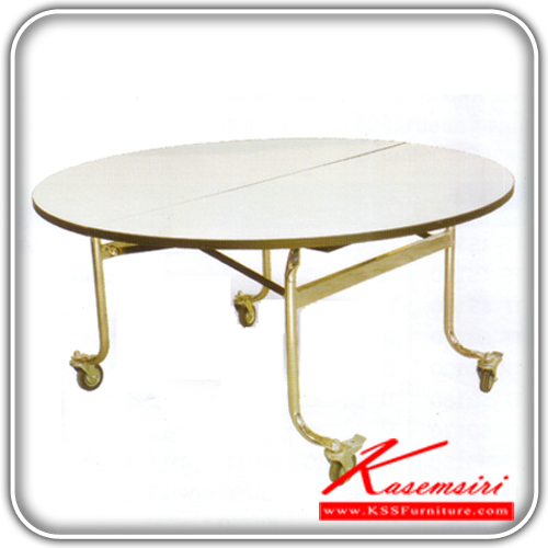 43094::TR-48-60-72-84-96::โต๊ะกลมเอนกประสงค์ ติดขอบPVC พับครึ่งได้ โครงโต๊ะ:เหล็กขาชุบโครเมี่ยม มีล้อเลื่อน โต๊ะอเนกประสงค์ TOKAI