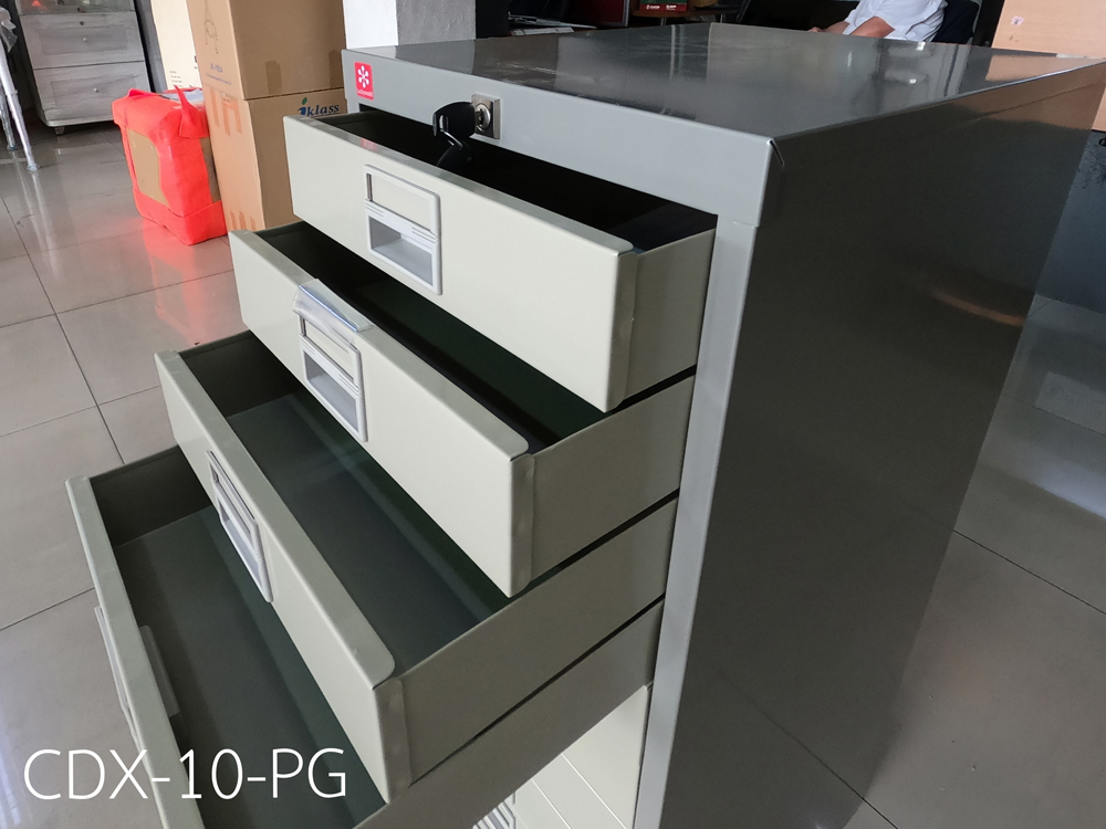 82077::CDX-10-PG(เทาสลับ)::ตู้เก็บเอกสารเหล็ก 10ลิ้นชัก PG(เทาสลับ) ขนาด 375x457x932 มม. (กxลxส) ลัคกี้เวิลด์ ตู้เอกสารเหล็ก