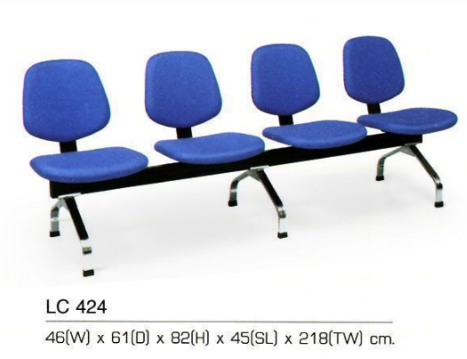 50096::LC-424::เก้าอี้แถว lobby ไม่มีท้าวแขน 4 ที่นั่ง เบาะ2ชิ้น หุ้มเบาะหนังPVC,หุ้มเบาะหนังPU,หุ้มเบาะผ้าฝ้าย เก้าอี้รับแขก asahi