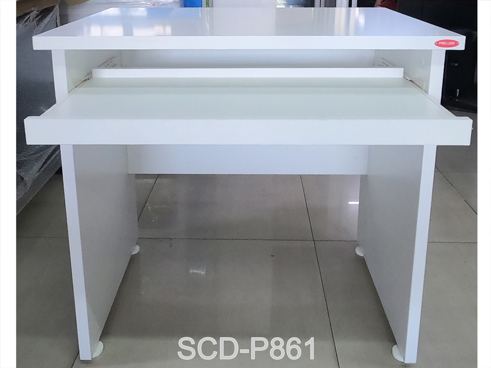 62044::SCD-P861::โต๊ะคอมพิวเตอร์ 80 ซม. มีสีขาวสีเดียว ขนาด ก800xล600xส750 มม. โต๊ะสำนักงานเมลามิน PRELUDE