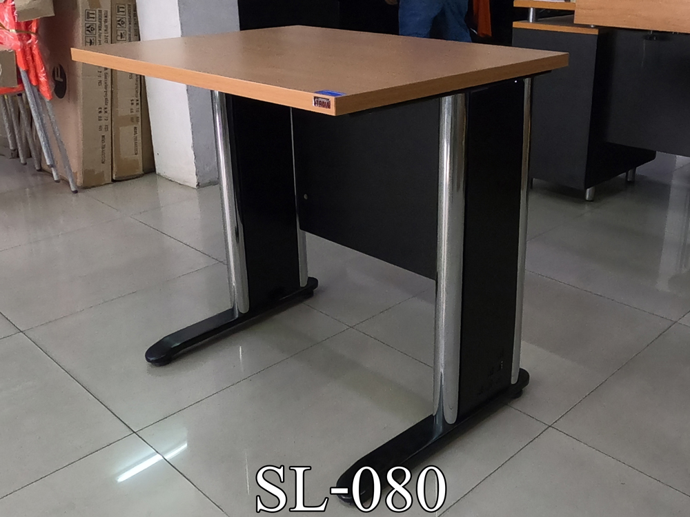 42056::SL-080,SL-080/75::โต๊ะทำงานโล่งขาเหล็กชุปโครเมี่ยม  SL-080 ขนาด ก800xล600xส750 มม. และ SL-080/75 ขนาด ก800xล750xส750 มม. สอบถามผลิตหน้าโต๊ะเมลามินสีอื่นได้ เลือกสีขาโต๊ะ3(สีขาว,สีเทา,สีดำ) บีที โต๊ะเหล็ก