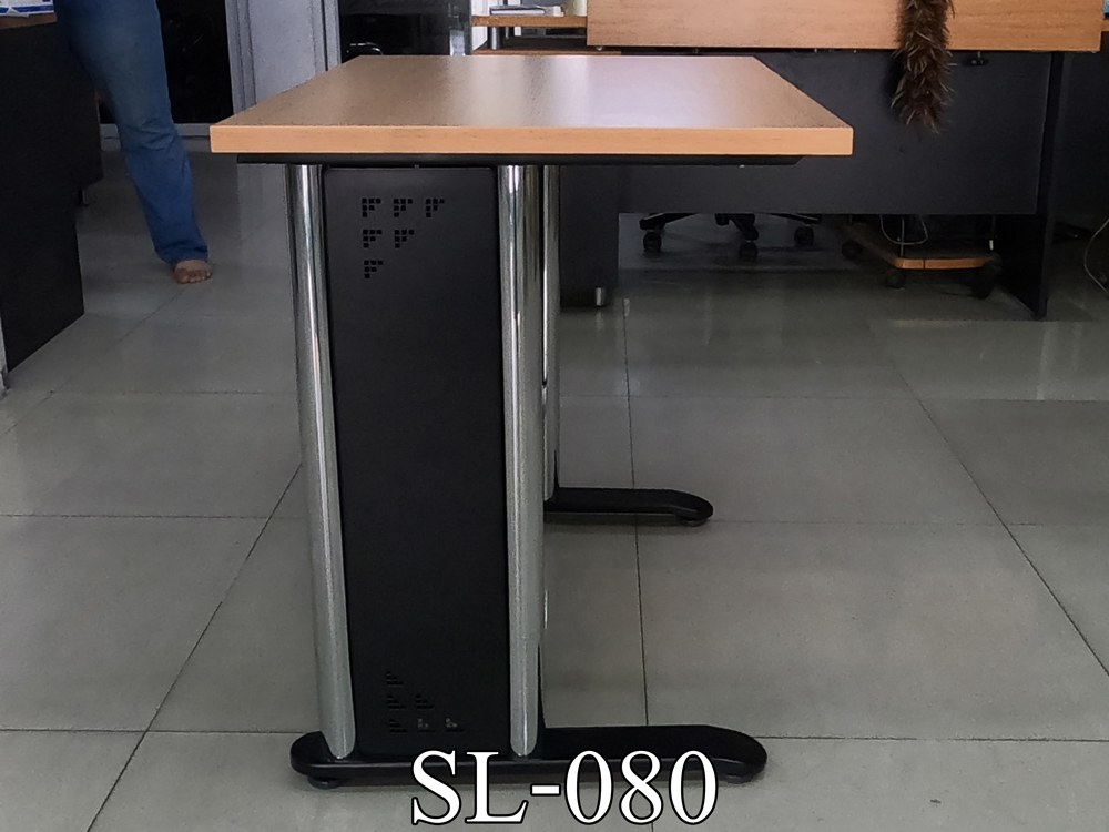 42056::SL-080,SL-080/75::โต๊ะทำงานโล่งขาเหล็กชุปโครเมี่ยม  SL-080 ขนาด ก800xล600xส750 มม. และ SL-080/75 ขนาด ก800xล750xส750 มม. สอบถามผลิตหน้าโต๊ะเมลามินสีอื่นได้ เลือกสีขาโต๊ะ3(สีขาว,สีเทา,สีดำ) บีที โต๊ะเหล็ก