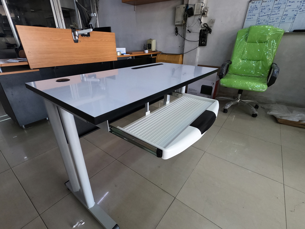 39054::TCF-82::A NAT steel table with melamine laminated topboard, keyboard drawer and steel base. Dimension (WxDxH) cm : 120x60x75 Metal Tables