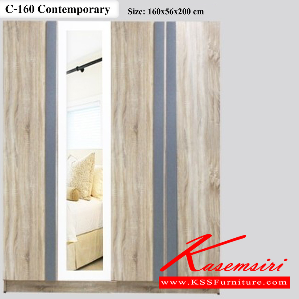 42089::Contemp-SETD160::ชุดห้องนอนประกอบด้วย B-3.5/5/6DESIGN D เตียงนอน 3.5/5/6 ฟุต มีลิ้นชักข้างเตียง ตู้เสื้อผ้า C-160 CONTEMP ตู้เสื้อผ้า ขนาด 1600x540x2000 มม. บานพับ Softclose โต๊ะแป้ง DT-106 Contemp ขนาด 800-106x420x1740 มม. ดีดี ชุดห้องนอน