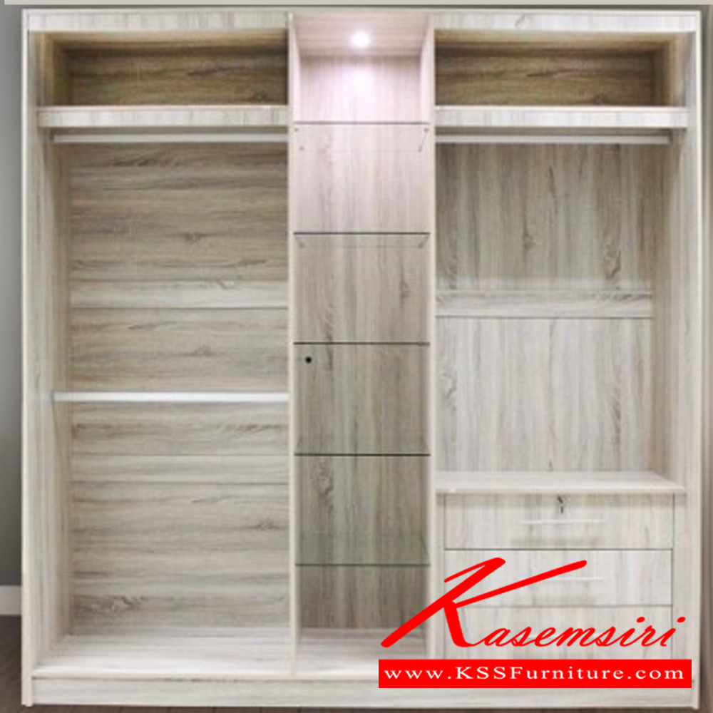 81062::C-225 PERFECT(โซลิค/เทา)::ตู้เสื้อผ้าบานเปิด C-225 PERFECT ขนาด 2250x2300x570 มม. บานประตูเมลามิน 18 มม. บานพับ Soft close มือจับอลูมิเนียมเกรด A ดีดี ตู้เสื้อผ้า-บานเปิด