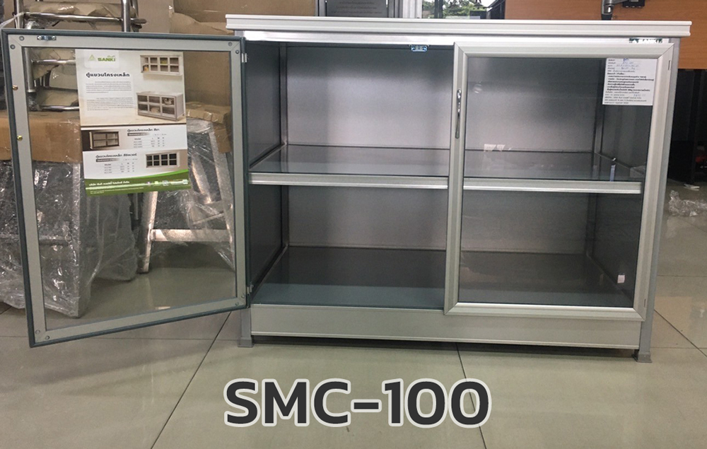 91038::SMC-100::ตู้ครัวเรียบโครงเหล็กมินิ 1 ม. สีขาว ขนาด 58.5x100.5x78 ซม. น้ำหนัก 23 กก. ตู้ครัวอลูมิเนียม Sanki ซันกิ ตู้ครัวเตี้ย อลูมิเนียม