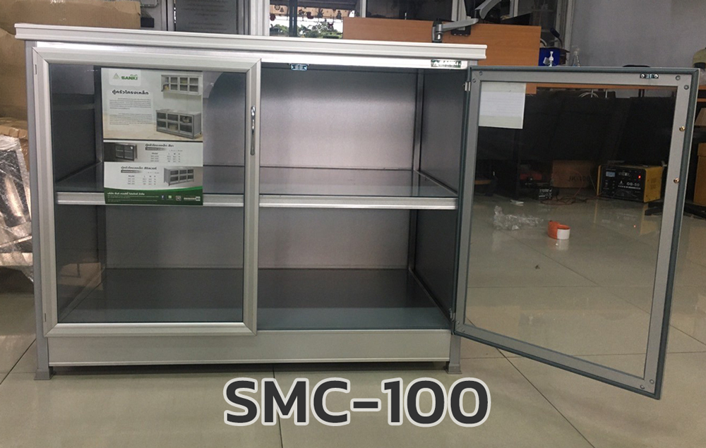 36008::SMC-100::ตู้ครัวเรียบโครงเหล็กมินิ 1 ม. สีขาว ขนาด 58.5x100.5x78 ซม. น้ำหนัก 23 กก. ตู้ครัวอลูมิเนียม Sanki ซันกิ ตู้ครัวเตี้ย อลูมิเนียม