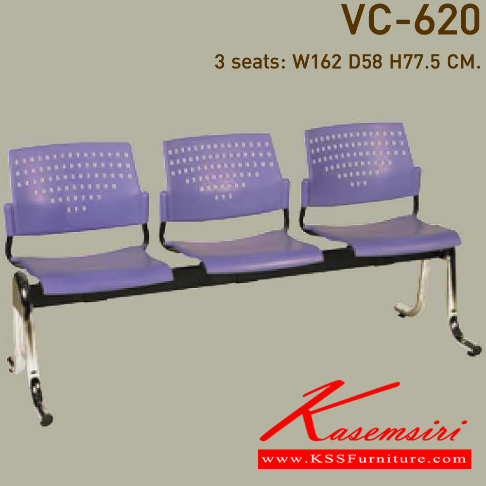91066::VC-620::A VC row chair for 2/3/4 persons with non-covered seat. Dimension (WxDxH) cm : 104x58x77.5