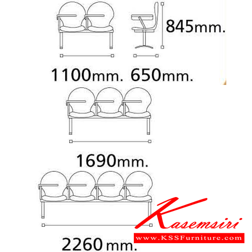 32073::VC-675::เก้าอี้เลคเชอร์ 2-3-4 ที่นั่งพลาสติกตัวโบว์ หุ้มเบาะ2แบบ(เบาะหนัง,เบาะผ้า) (แบบเหวี่ยงเก็บด้านข้าง) เก้าอี้แลคเชอร์ VC
