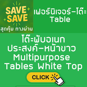 SAVE-SAVE สุดคุ้มทางผ่าน โต๊ะพับอเนกประสงค์-หน้าขาว Multipurpose Tables White top